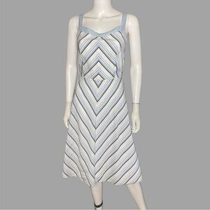 Ann Taylor Loft Baby Blue‎ Geometric Print A-Line Midi Dress